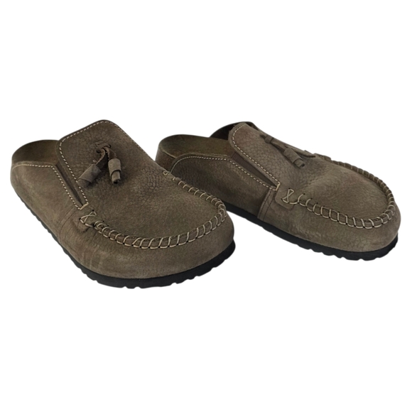 Birkenstock Papillio Leather Tassel Slide Mule Moccasin Shoes Sandal Brown Sz 39 - Picture 2 of 15